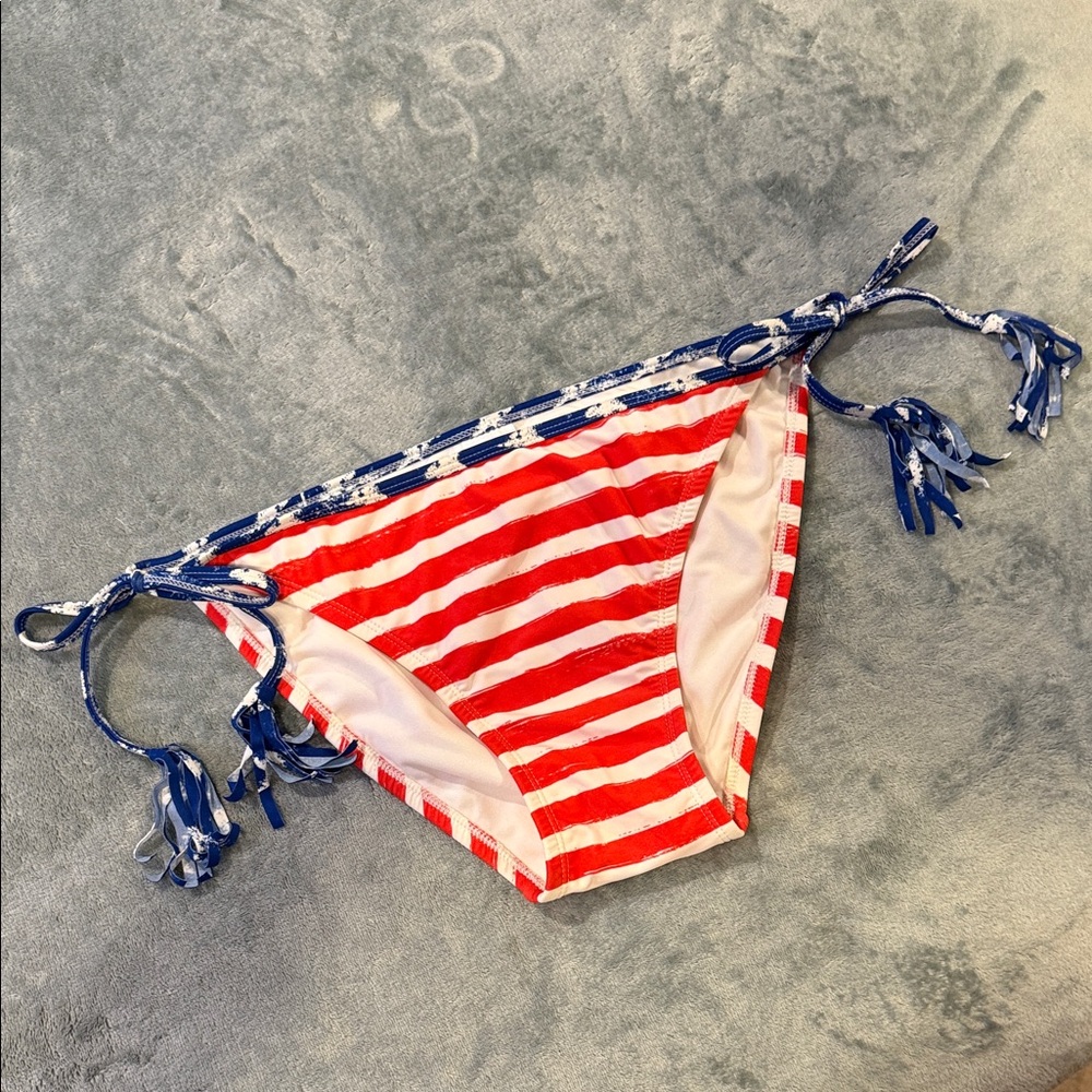 Xhilaration PATRIOTIC Red, White, & Blue Tie-Side Bikini Bottoms, XL